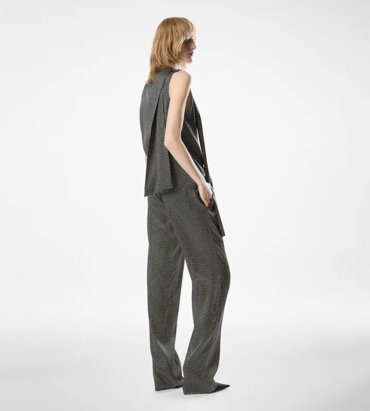 SLEEVELESS LAVALLIERE SILK BLOUSE BLACK/WHITE online